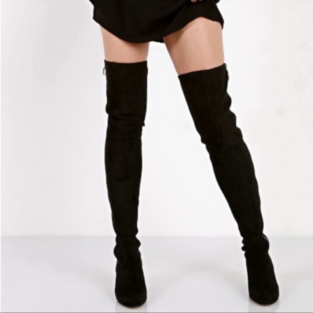 Dolce Vita Katy Black MicroSuede Over The Knee OTB Boots Size 10